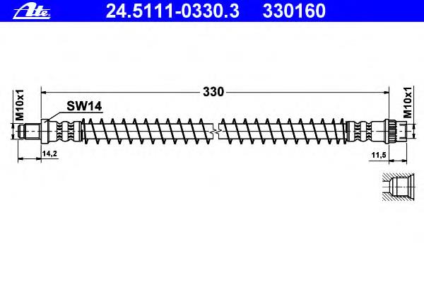 24.5111-0330.3 ATE mangueira do freio dianteira