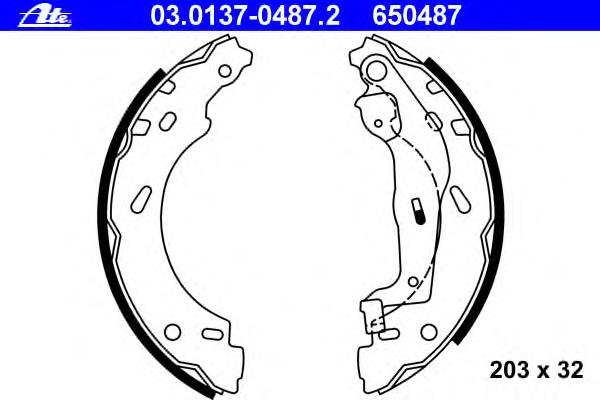 03.0137-0487.2 ATE sapatas do freio traseiras de tambor