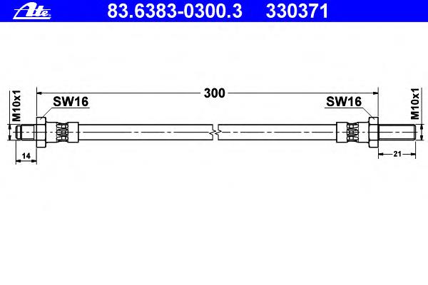 83.6383-0300.3 ATE mangueira do freio traseira