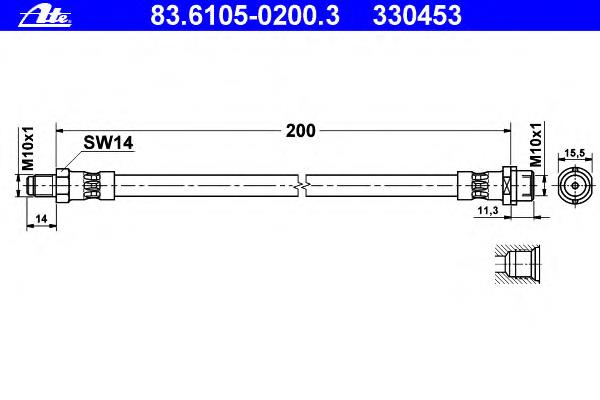 83610502003 ATE Гибкая тормозная трубка задняя