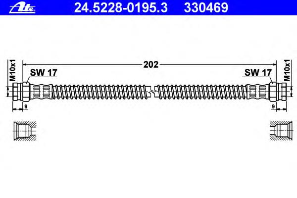 24.5228-0195.3 ATE mangueira do freio traseira