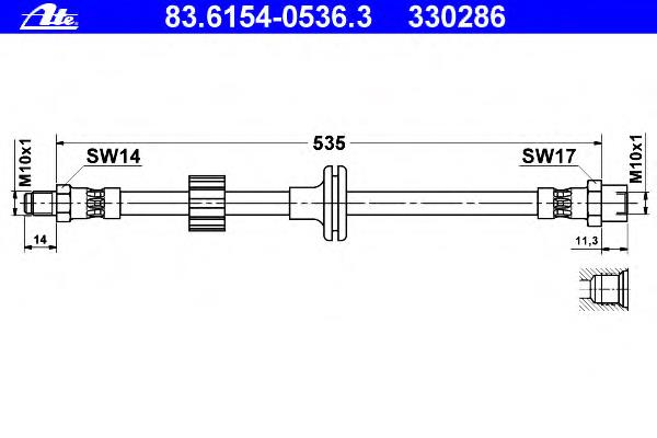 83.6154-0536.3 ATE mangueira do freio dianteira