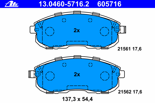 13.0460-5716.2 ATE sapatas do freio dianteiras de disco