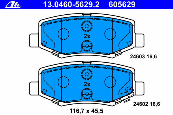 13.0460-5629.2 ATE sapatas do freio traseiras de disco