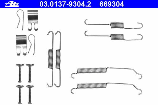 03.0137-9304.2 ATE kit de montagem das sapatas traseiras de tambor