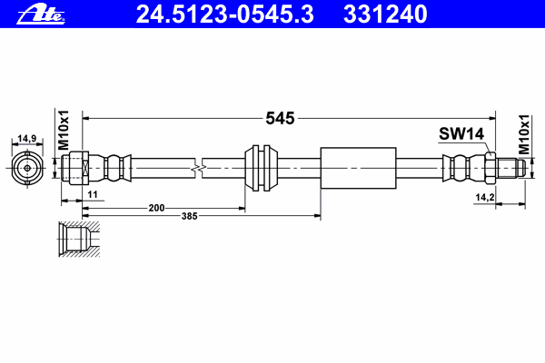 24.5123-0545.3 ATE mangueira do freio dianteira