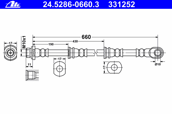 24.5286-0660.3 ATE mangueira do freio dianteira