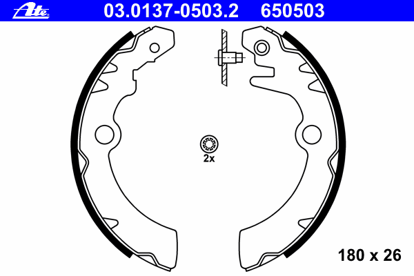 03.0137-0503.2 ATE sapatas do freio traseiras de tambor