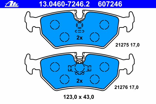 13.0460-7246.2 ATE sapatas do freio traseiras de disco
