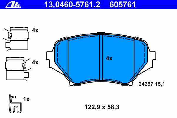 13.0460-5761.2 ATE sapatas do freio dianteiras de disco