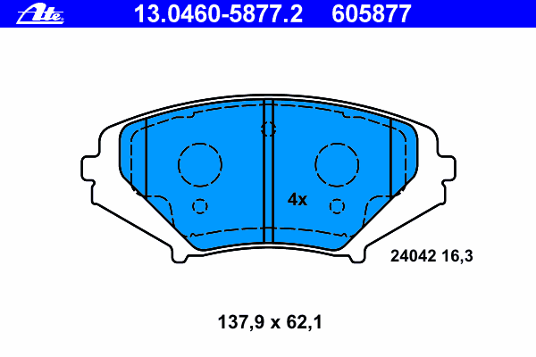13.0460-5877.2 ATE sapatas do freio dianteiras de disco