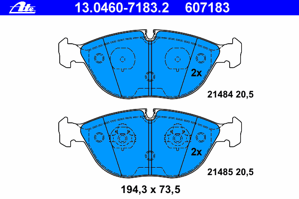 13.0460-7183.2 ATE sapatas do freio dianteiras de disco