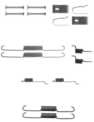 Mecanismo de aproximação (de auto-aproximação) das sapatas de tambor (kit de reparação levadiça) 8DZ355200931 HELLA
