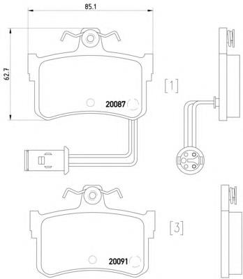 8DB355017751 HELLA sapatas do freio traseiras de disco