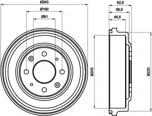 8DT355300231 HELLA tambor do freio traseiro