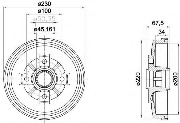 8DT 355 301-941 HELLA tambor do freio traseiro