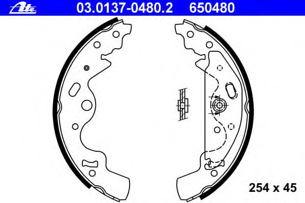 03.0137-0480.2 ATE sapatas do freio traseiras de tambor