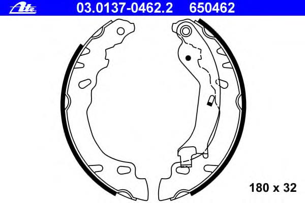 03.0137-0462.2 ATE sapatas do freio traseiras de tambor