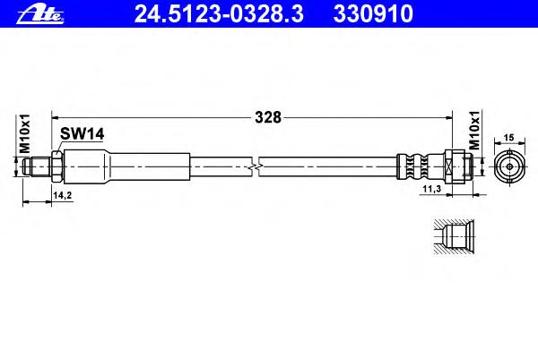 Тормозной шланг задний ATE 24512303283 цена, от 6.80 USD