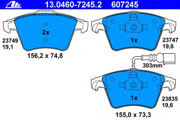13.0460-7245.2 ATE sapatas do freio dianteiras de disco