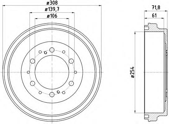 14.D638.10 Brembo tambor do freio traseiro