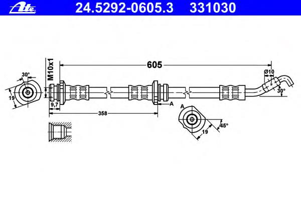 24.5292-0605.3 ATE mangueira do freio dianteira esquerda
