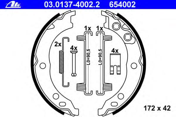 03.0137-4002.2 ATE sapatas do freio de estacionamento