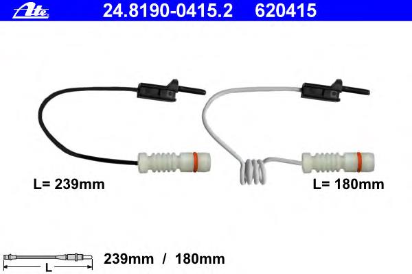 24.8190-0415.2 ATE sensor dianteiro de desgaste das sapatas do freio