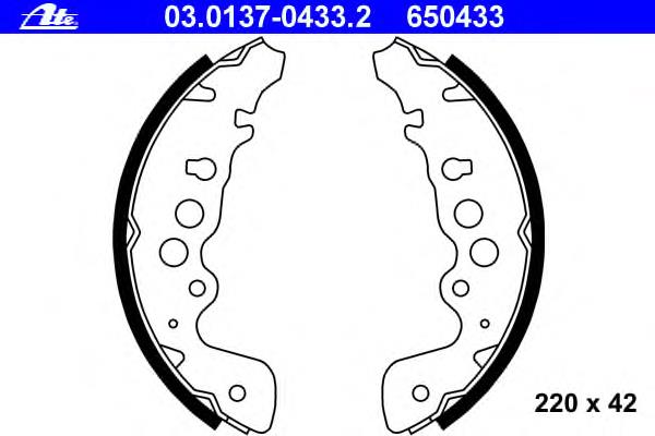 03.0137-0433.2 ATE sapatas do freio traseiras de tambor
