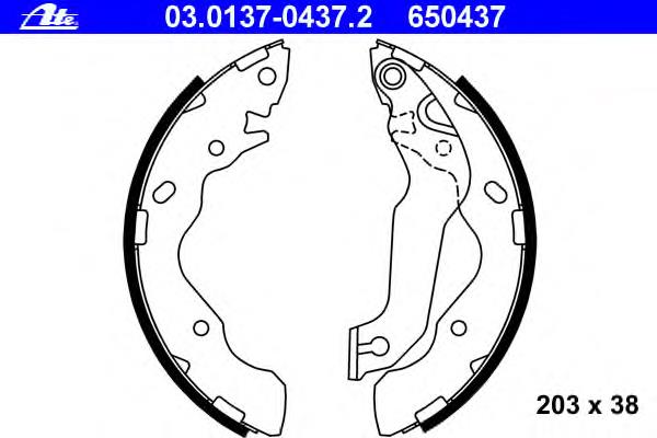 03.0137-0437.2 ATE sapatas do freio traseiras de tambor