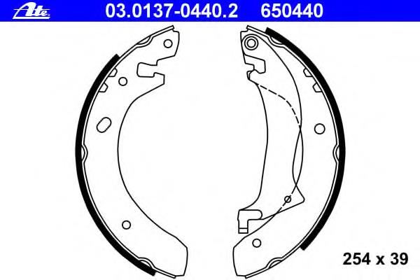 03.0137-0440.2 ATE sapatas do freio traseiras de tambor