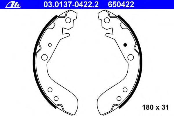 03.0137-0422.2 ATE sapatas do freio traseiras de tambor