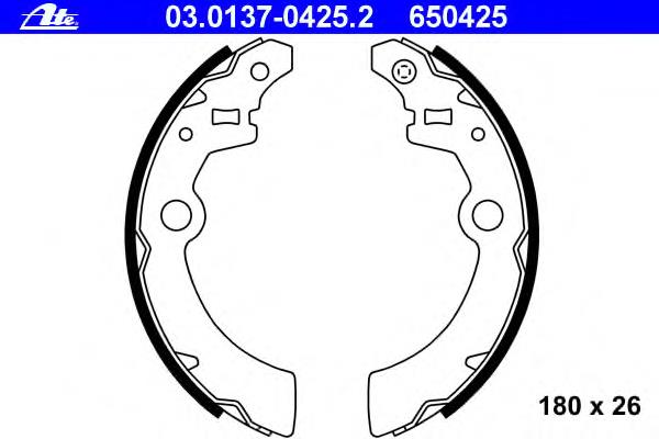 03.0137-0425.2 ATE sapatas do freio traseiras de tambor