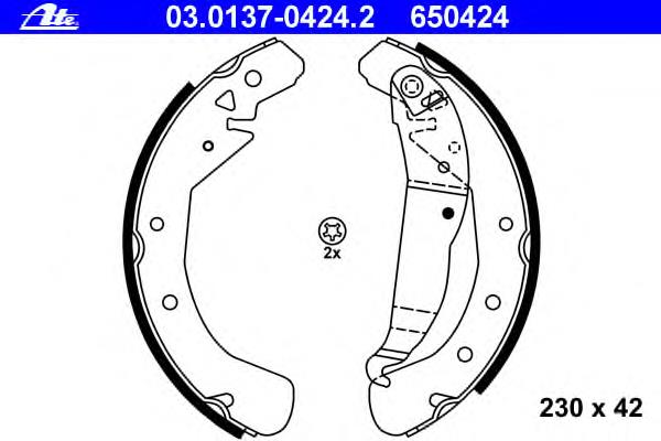 03.0137-0424.2 ATE sapatas do freio traseiras de tambor