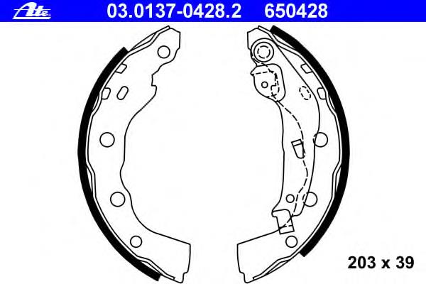 03.0137-0428.2 ATE sapatas do freio traseiras de tambor