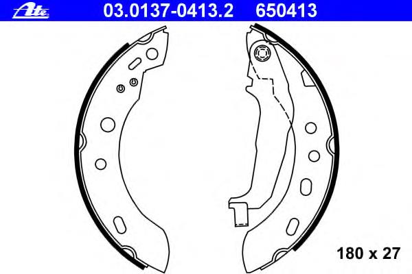 03.0137-0413.2 ATE sapatas do freio traseiras de tambor