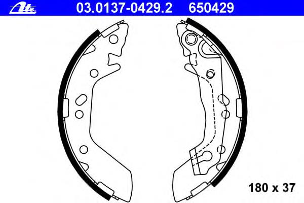 03.0137-0429.2 ATE sapatas do freio traseiras de tambor