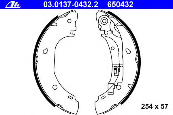 03.0137-0432.2 ATE sapatas do freio traseiras de tambor