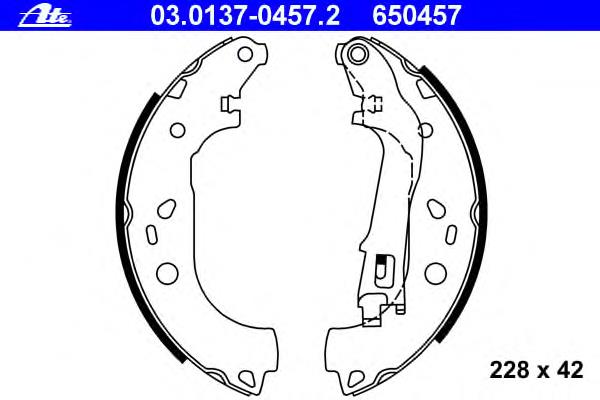 03.0137-0457.2 ATE sapatas do freio traseiras de tambor