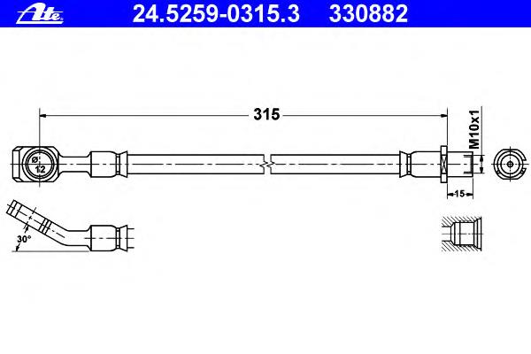 24.5259-0315.3 ATE mangueira do freio traseira