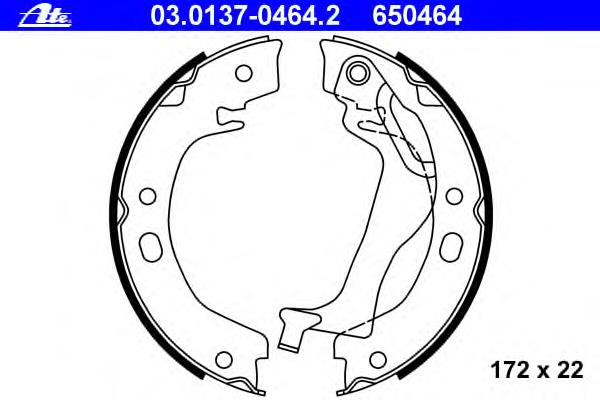 03.0137-0464.2 ATE sapatas do freio traseiras de tambor