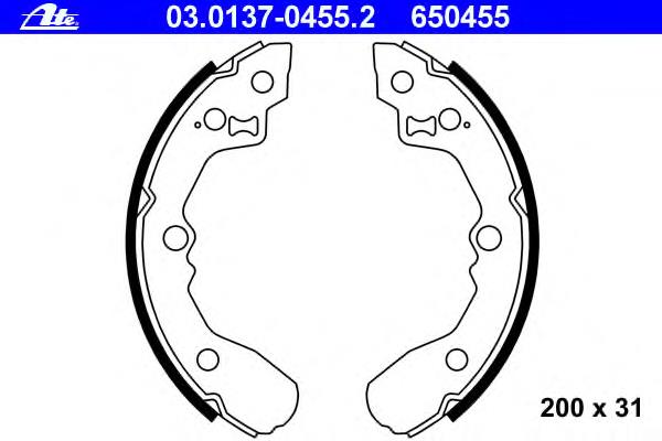03.0137-0455.2 ATE sapatas do freio traseiras de tambor