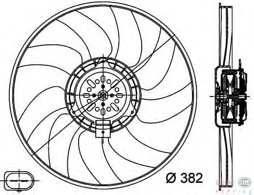 MTC738AX Magneti Marelli ventilador elétrico de esfriamento montado (motor + roda de aletas esquerdo)