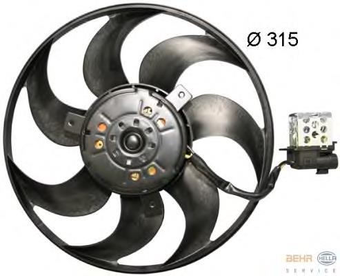 8EW351044061 HELLA ventilador elétrico de esfriamento montado (motor + roda de aletas)