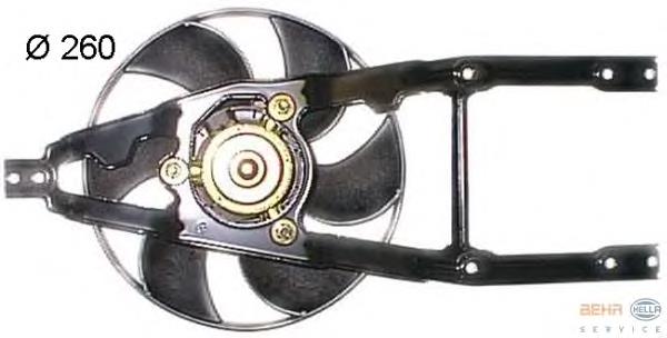 Ventilador elétrico de esfriamento montado (motor + roda de aletas) 7704319 Fiat/Alfa/Lancia