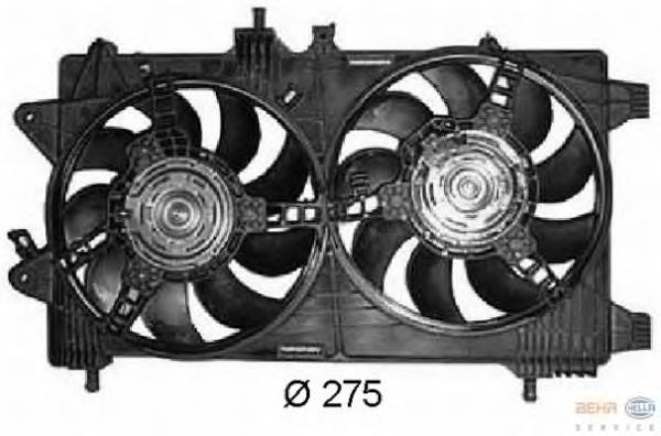 51753623 Fiat/Alfa/Lancia difusor do radiador de esfriamento, montado com motor e roda de aletas