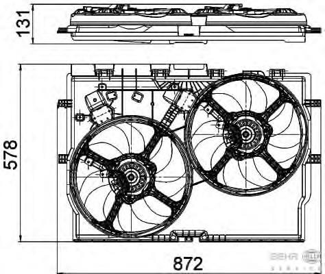 8EW351041441 HELLA difusor do radiador de esfriamento, montado com motor e roda de aletas