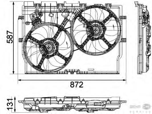 8EW351041451 HELLA difusor do radiador de esfriamento, montado com motor e roda de aletas