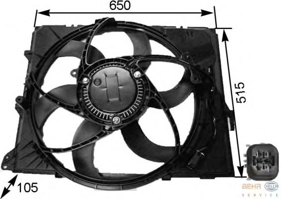 8EW351043251 HELLA difusor do radiador de esfriamento, montado com motor e roda de aletas