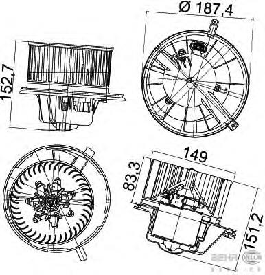 Motor de ventilador de forno (de aquecedor de salão) para Volkswagen Caddy (2KB)